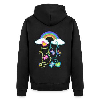 Rainbow Spring Summer Cats Cat Kids - Unisex Premium Organic Zip Hoodie - black - Back - Nico (187cm)