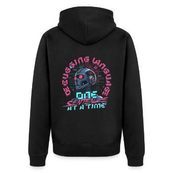 Computational Linguist - Unisex Premium Organic Zip Hoodie - black - Back - Nico (187cm)