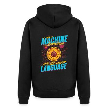Computational Linguist - Unisex Premium Organic Zip Hoodie - black - Back - Nico (187cm)