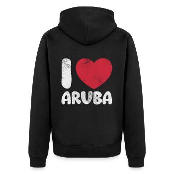 Aruba - Unisex Premium Organic Zip Hoodie - black - Back - Nico (187cm)