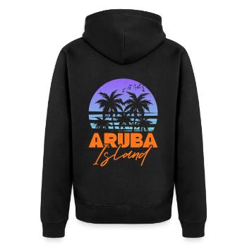 Aruba Caribbean Summer Ocean Beach Gift - Unisex Premium Organic Zip Hoodie - black - Back - Nico (187cm)