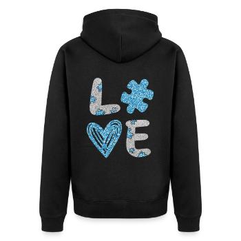 Autismus Awareness Day Autist Geschenk - Unisex Premium Bio Zip Hoodie - Schwarz - Hinten - Nico (187cm)