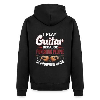 Gitarrist Musiker Gitarrenmusik - Unisex Premium Bio Zip Hoodie - Schwarz - Hinten - Nico (187cm)