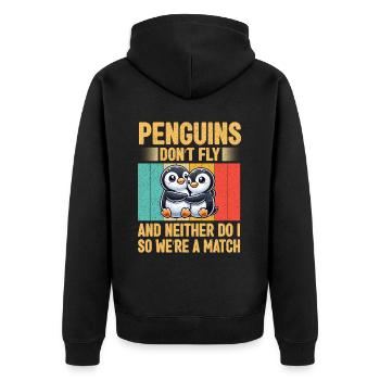 Pingouins Oiseau Amoureux des Pingouins Passionné - Veste à capuche bio Premium Unisexe - noir - Dos - Nico (187cm)