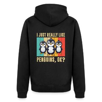 Pingouins Oiseau Amoureux des Pingouins Passionné - Veste à capuche bio Premium Unisexe - noir - Dos - Nico (187cm)
