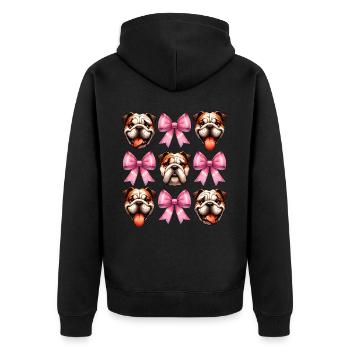 Coquette Bow Bulldog Chien Maman Rose - Veste à capuche bio Premium Unisexe - noir - Dos - Nico (187cm)