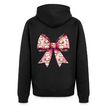 Coquette Bow Bulldog Dog Mom Pattern Pink - Unisex Premium Organic Zip Hoodie - black - Back - Nico (187cm)
