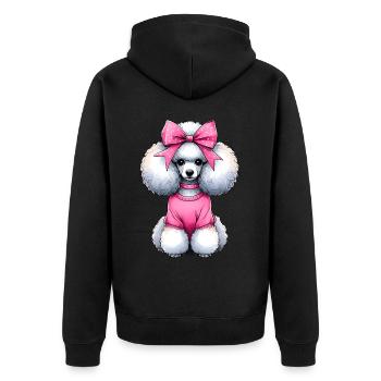 Coquette Bow Poodle Dog Mom Pink Bow - Unisex Premium Organic Zip Hoodie - black - Back - Nico (187cm)