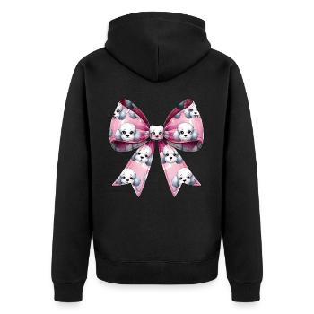 Coquette Bow Poodle Dog Mom Pattern Pink - Unisex Premium Organic Zip Hoodie - black - Back - Nico (187cm)