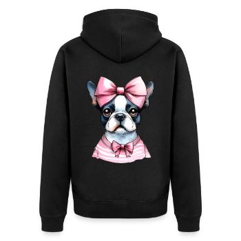Coquette Bow Boston Terrier Chien Maman Rose - Veste à capuche bio Premium Unisexe - noir - Dos - Nico (187cm)