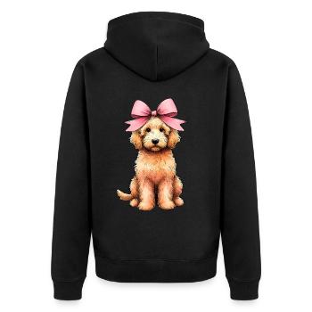 Coquette Bow Golden Doodle Dog Goldendoodle - Unisex Premium Organic Zip Hoodie - black - Back - Nico (187cm)