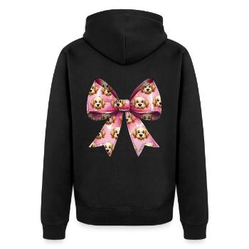 Coquette Bow Golden Doodle Dog Goldendoodle - Unisex Premium Organic Zip Hoodie - black - Back - Nico (187cm)