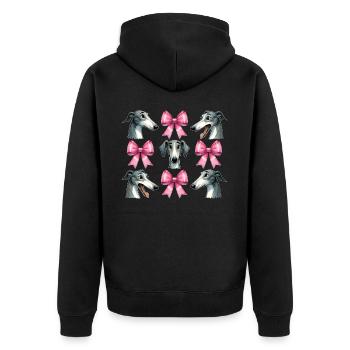 Coquette Bow Greyhound Dog Mom Pink Ribbon - Unisex Premium Organic Zip Hoodie - black - Back - Nico (187cm)