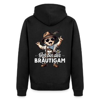 Bräutigam T-Shirt JGA Männer Junggesellenabschied - Unisex Premium Bio Zip Hoodie - Schwarz - Hinten - Nico (187cm)