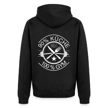 Lustiger Spruch fürs Gym und Krafttraining Fans - Unisex Premium Bio Zip Hoodie - Schwarz - Hinten - Nico (187cm)