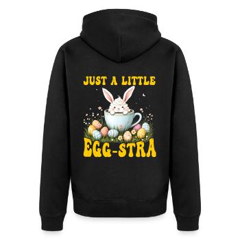 Just a little Egg-stra - Unisex Premium Organic Zip Hoodie - black - Back - Nico (187cm)