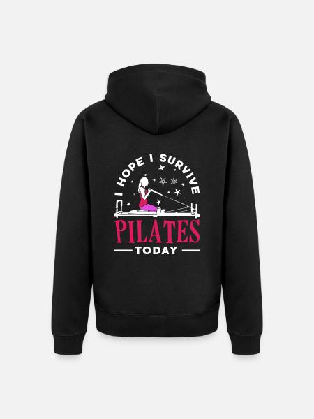 Pilates I survive Pilates today - Unisex Premium Organic Zip Hoodie - black