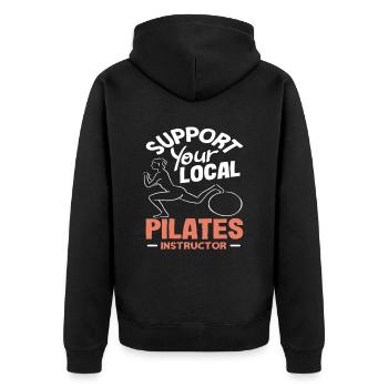 Pilates Soutenez votre instructeur local - Veste à capuche bio Premium Unisexe - noir - Dos - Nico (187cm)
