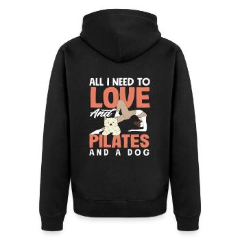 Pilates and a dog Everything I love - Unisex Premium Organic Zip Hoodie - black - Back - Nico (187cm)