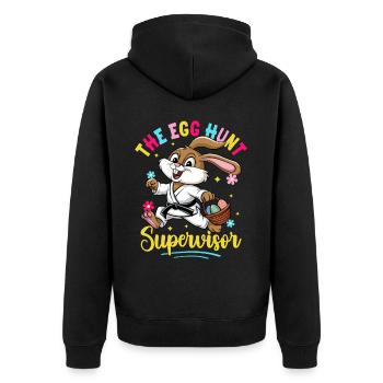 Le superviseur de la chasse aux œufs - Veste à capuche bio Premium Unisexe - noir - Dos - Nico (187cm)