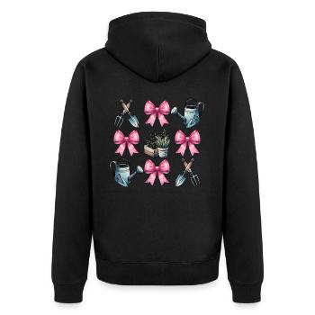 Coquette Bow Gardening Gardener Tools - Unisex Premium Organic Zip Hoodie - black - Back - Nico (187cm)