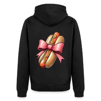 Coquette Schleife Hot Dog Hotdog Muttertag Rosa - Unisex Premium Bio Zip Hoodie - Schwarz - Hinten - Nico (187cm)