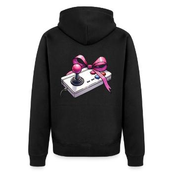 Coquette Bogen Arcade Gaming Mothers Day Retro - Unisex Premium Bio Zip Hoodie - Schwarz - Hinten - Nico (187cm)