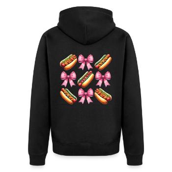 Coquette Schleife Hot Dog Hotdog Muttertag Rosa - Unisex Premium Bio Zip Hoodie - Schwarz - Hinten - Nico (187cm)