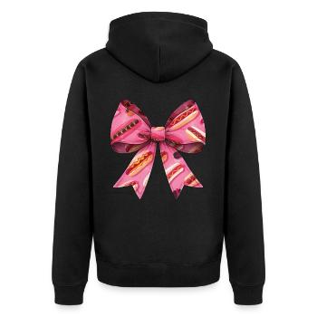 Coquette Bow Hot Dog Hotdog Muttertag Muster - Unisex Premium Bio Zip Hoodie - Schwarz - Hinten - Nico (187cm)