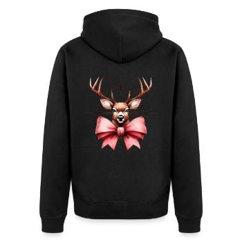 Coquette Bow Deer Hunting Hunter Pink Ribbon Mom - Unisex Premium Organic Zip Hoodie - black - Back - Nico (187cm)