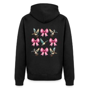 Coquette Arc Canard Chasse Chasseur Ruban Rose Maman - Veste à capuche bio Premium Unisexe - noir - Dos - Nico (187cm)