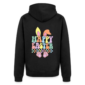 Happy Easter - Unisex Premium Organic Zip Hoodie - black - Back - Nico (187cm)