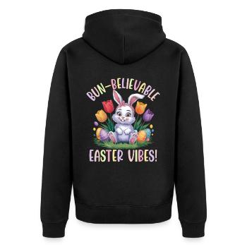 Bun-Believable Easter Vibes - Unisex Premium Organic Zip Hoodie - black - Back - Nico (187cm)