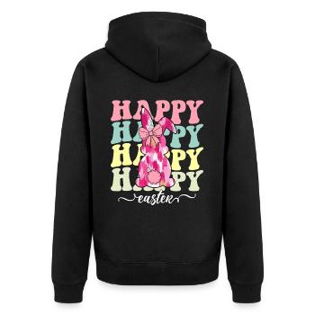 Happy Easter - Unisex Premium Organic Zip Hoodie - black - Back - Nico (187cm)
