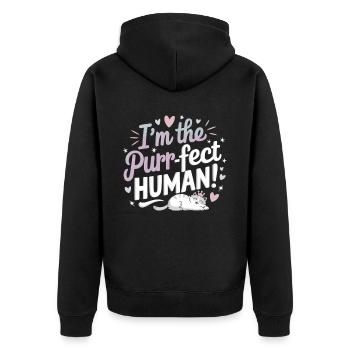I'm the Purr-fect Human – Cats T-Shirt - Unisex Premium Organic Zip Hoodie - black - Back - Nico (187cm)
