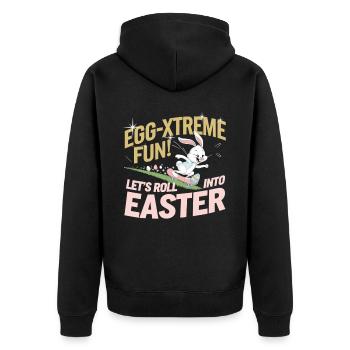 Funny Skater Bunny – Idée cadeau de Pâques - Veste à capuche bio Premium Unisexe - noir - Dos - Nico (187cm)