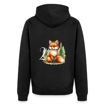 With Fox - Children's Birthday 2 Years - Unisex Premium Organic Zip Hoodie - black - Back - Nico (187cm)