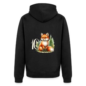 Mit Fuchs - Kinder Geburtstag 10 Jahre - Unisex Premium Bio Zip Hoodie - Schwarz - Hinten - Nico (187cm)
