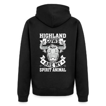 Schottisches Hochlandrind für Landwirte - Unisex Premium Bio Zip Hoodie - Schwarz - Hinten - Nico (187cm)