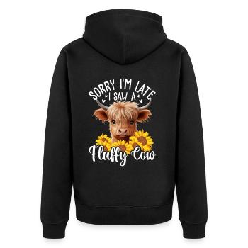 Schottisches Hochlandrind für Landwirte - Unisex Premium Bio Zip Hoodie - Schwarz - Hinten - Nico (187cm)