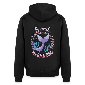 Fille Sirène 5 ans pour l’anniversaire - Veste à capuche bio Premium Unisexe - noir - Dos - Nico (187cm)
