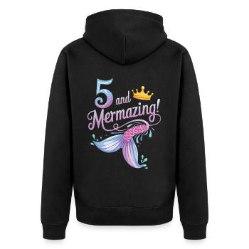 Fille Sirène 5 ans pour l’anniversaire - Veste à capuche bio Premium Unisexe - noir - Dos - Nico (187cm)