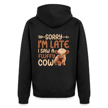 Schottisches Hochlandrind für Landwirte - Unisex Premium Bio Zip Hoodie - Schwarz - Hinten - Nico (187cm)