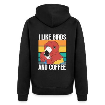 Bird Watching Cute Bird Lover - Unisex Premium Organic Zip Hoodie - black - Back - Nico (187cm)