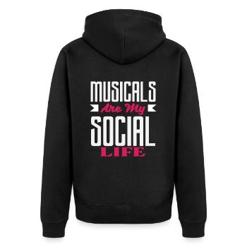 Musicals Sind Mein Sozialleben Für Musical - Unisex Premium Bio Zip Hoodie - Schwarz - Hinten - Nico (187cm)