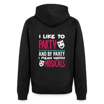Musical Liebhaber Party Musicals Zitat - Unisex Premium Bio Zip Hoodie - Schwarz - Hinten - Nico (187cm)