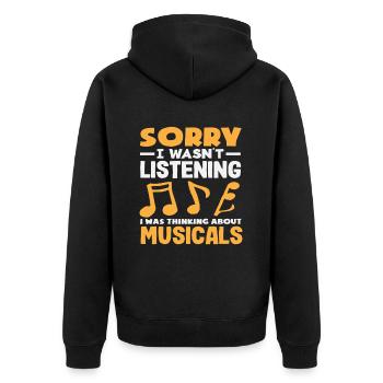 Entschuldigung, Musicals Denken Musical Lover - Unisex Premium Bio Zip Hoodie - Schwarz - Hinten - Nico (187cm)