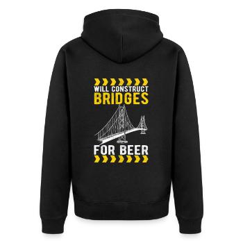 Bridge Engineer Bridge Construction - Unisex Premium Organic Zip Hoodie - black - Back - Nico (187cm)