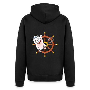maritime, chat, chats, voile, Moin, enfants, enfant - Veste à capuche bio Premium Unisexe - noir - Dos - Nico (187cm)