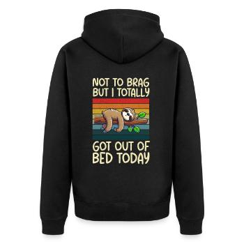 Sloths, Animal Lover, Sloth Lover, Lazy Sloth - Unisex Premium Organic Zip Hoodie - black - Back - Nico (187cm)